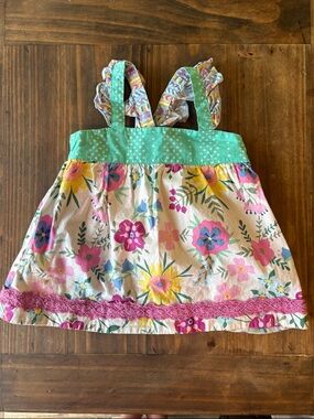 Matilda Jane Floral Dress with Mint Polka Dot Yoke